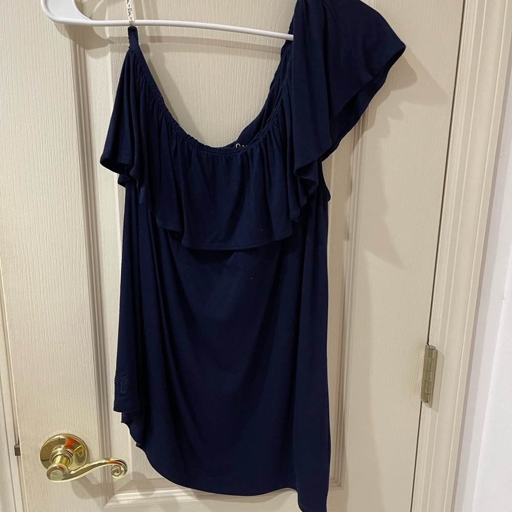 Dark blue one shoulder tank